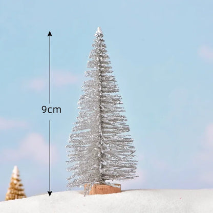 Mini Artificial Christmas Tree Figurine — Sisal, Silk & Cedar Pine for Fairy Garden, Micro Landscape & New Year Decor
