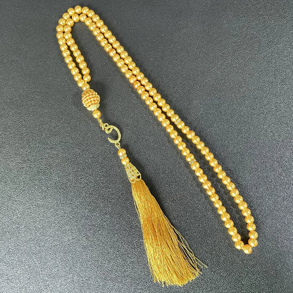 6mm 99pcs Glass Pearl Rosary Beads Bracelet – Turkish Style Islamic Muslim Prayer Tassel Jewelry for Women Gift Accessories