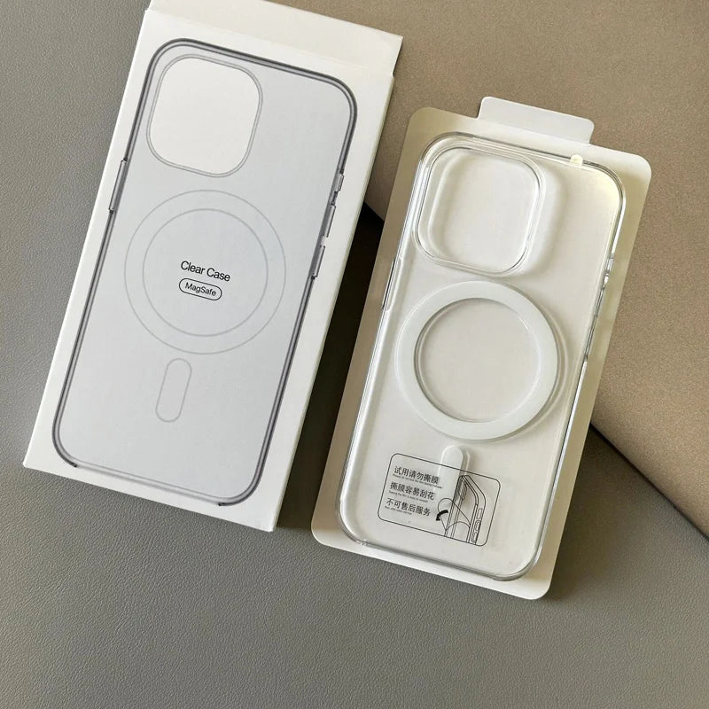 Original Animation Magnetic Case for iPhone 12-16 Pro Max — Transparent Hard PC Cover with MagSafe