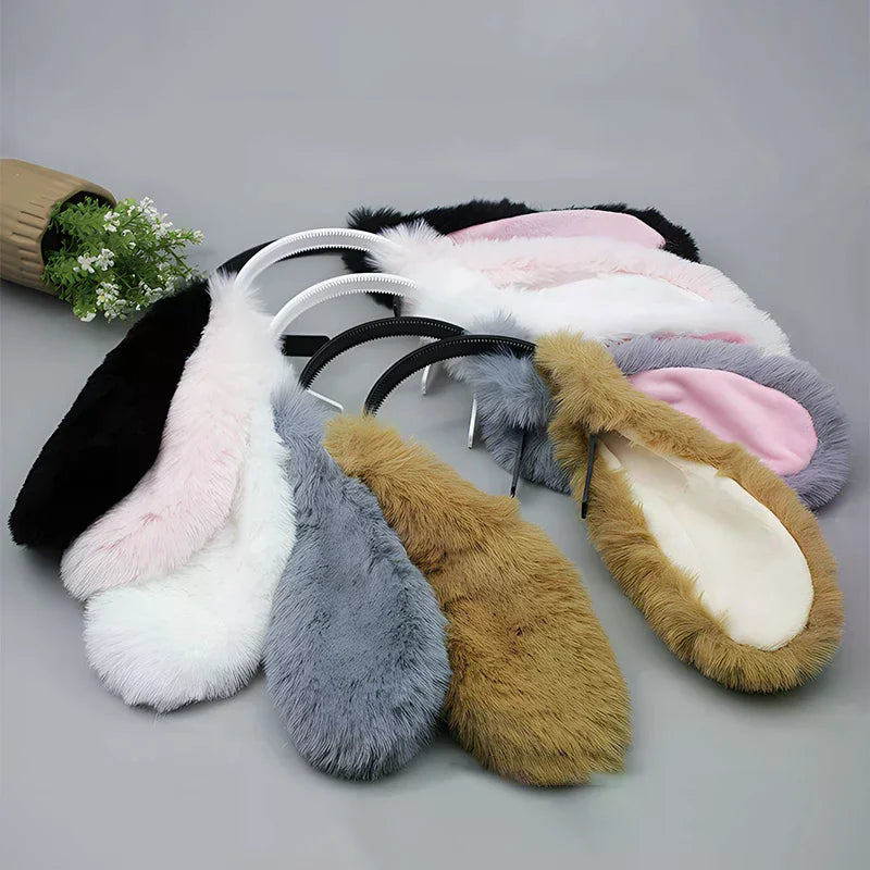 Cute Bunny Ears Headband - Plush Rabbit Hair Hoop Cosplay Accessory for Adults & Parties