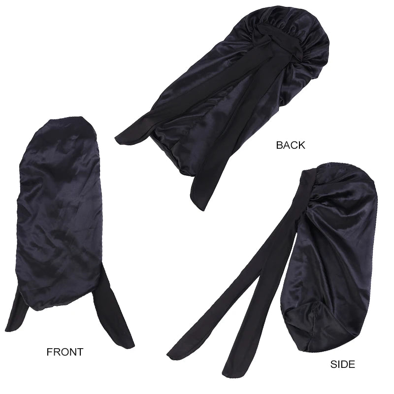 Upgrade Your Sleep: New Long Oversized Elastic Satin Bonnet Sleeping Cap with Ribbon - Breathable Turban Sleep Headwear for Women