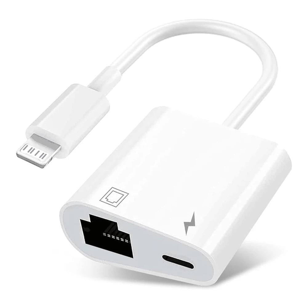 Lightning to RJ45 Ethernet Adapter 3-in-1 – Network Card Converter with Charging & Data Transfer for iPhone 14/13/12/11 Pro