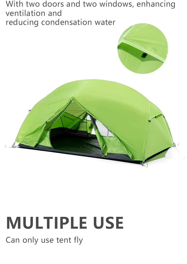 BISINNA 2-Person Ultralight Camping Tent – 20D 380T Nylon, Double Layer Waterproof Backpacking Tent for Hiking & Travel with Free Mat