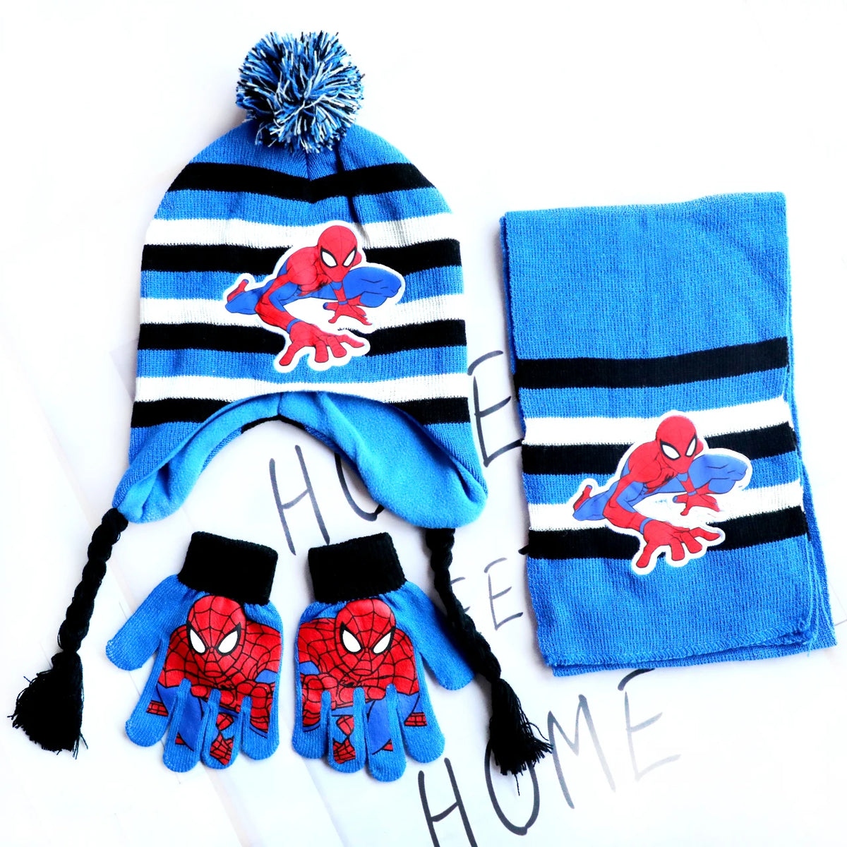 Spider-Man Cosplay Hat & Accessories - Cartoon Knitted Scarf, Warm Gloves & Christmas Cap for Boys and Girls