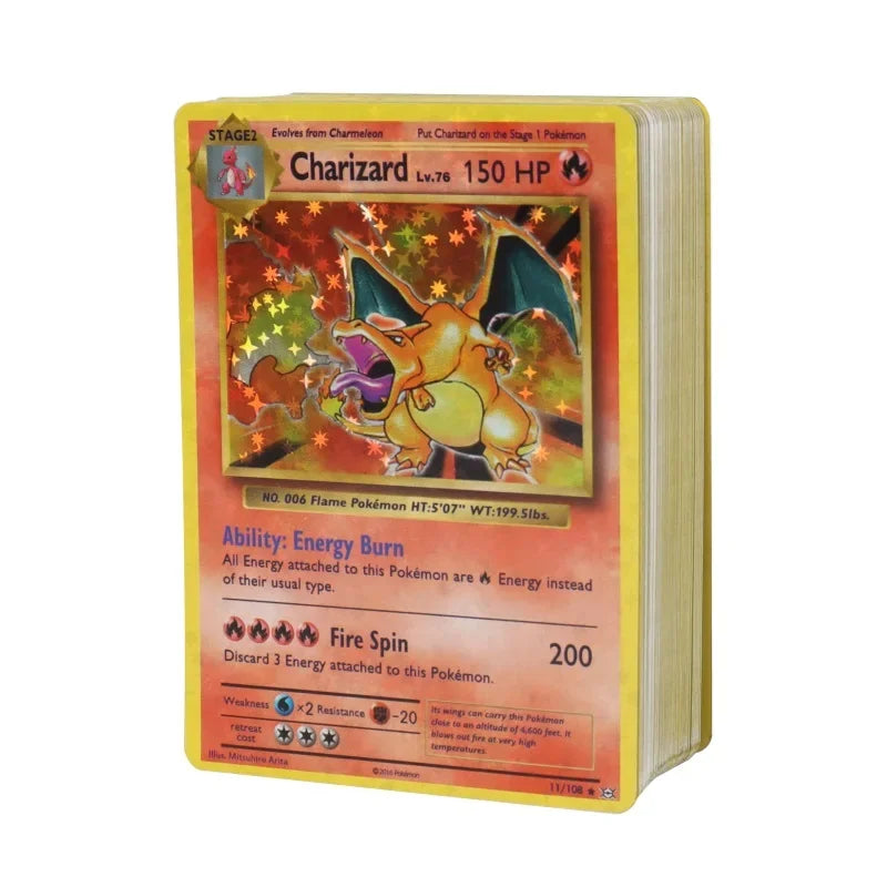 60-100Pcs English Pokemon Cards – Holographic EX, Vstar, Vmax, GX, Charizard, Mewtwo & Evolution Combos