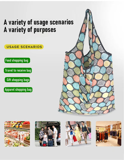 Large Nylon Shopping Bag for Women – Foldable, Eco-Friendly Reusable Tote, Grocery & Storage Handbag