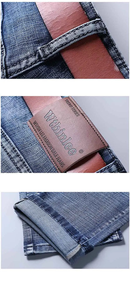 Men’s All-Match Brand Trousers – High-Quality Business Casual High Waist Denim Jeans for All Seasons