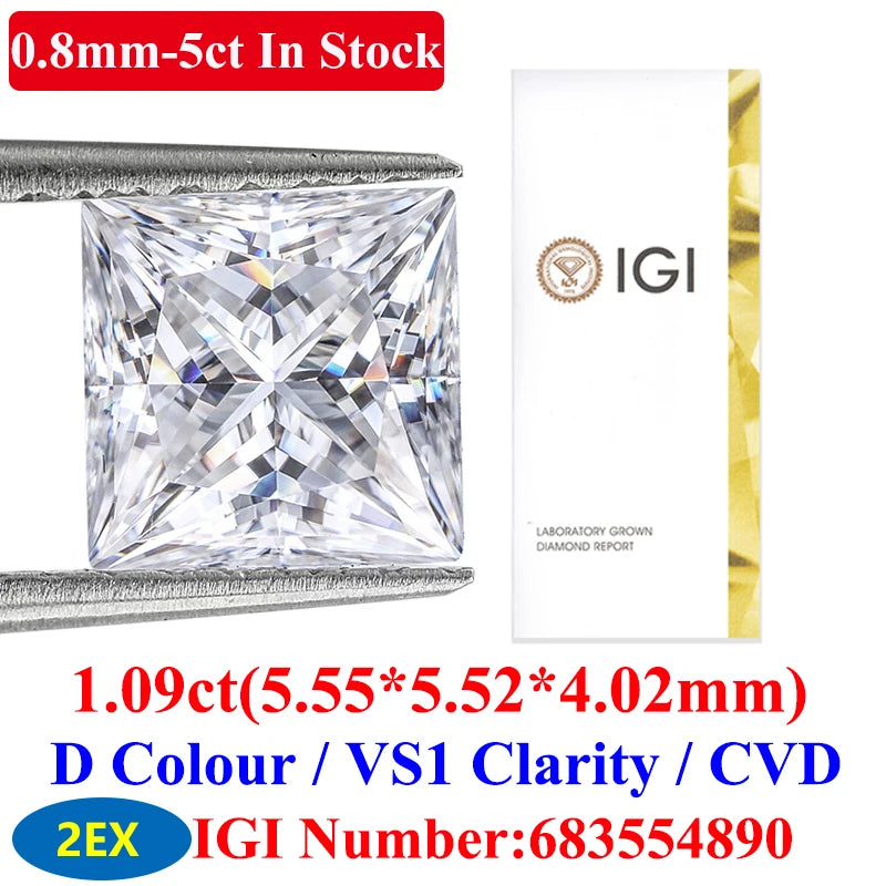 0.1–5CT Super White Lab-Grown Diamond Loose — IGI/GIA Certified, HPHT & CVD, DEFG VVS-SI, Diamond Tester Approved for Wedding Jewelry