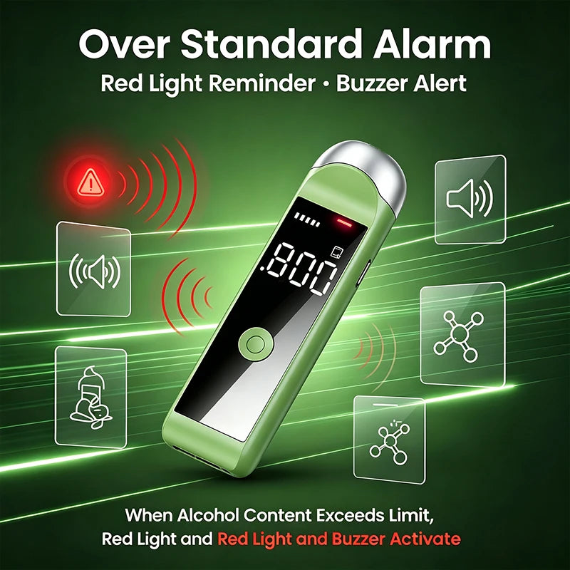 Portable Rechargeable Breathalyzer - Personal Alcohol Tester for Home, Family and Driver Use