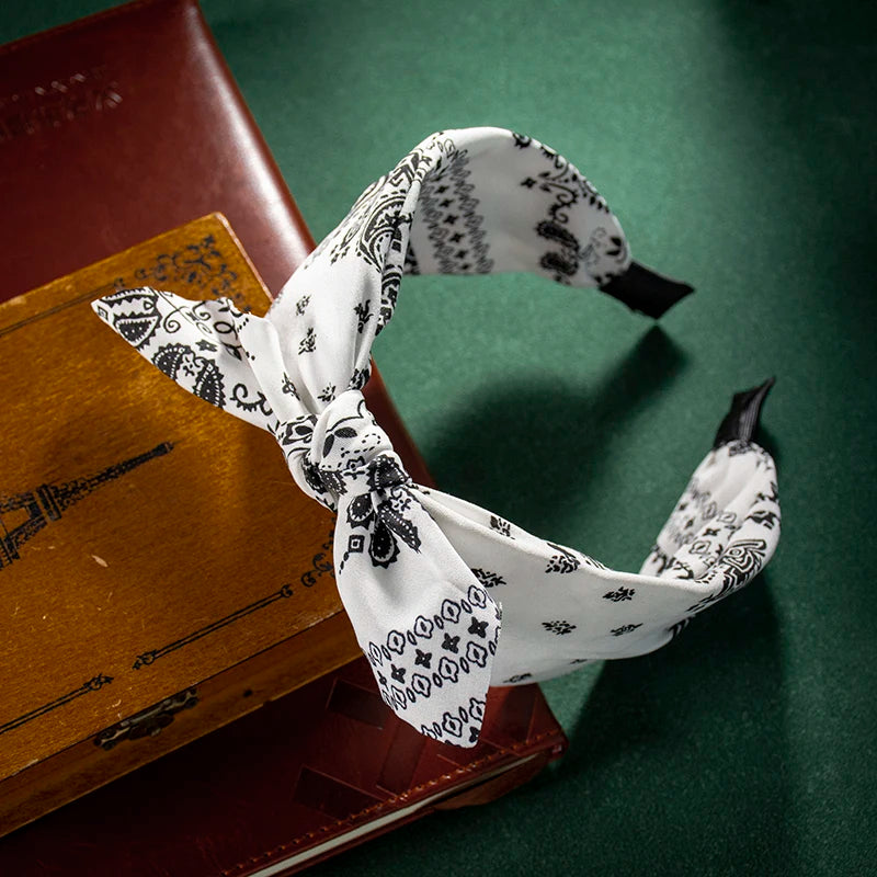 Fashion Cotton Cashew Flower Headband — Soft Wide Bow Hair Hoop for Women Casual Ethnic Hair Accessories