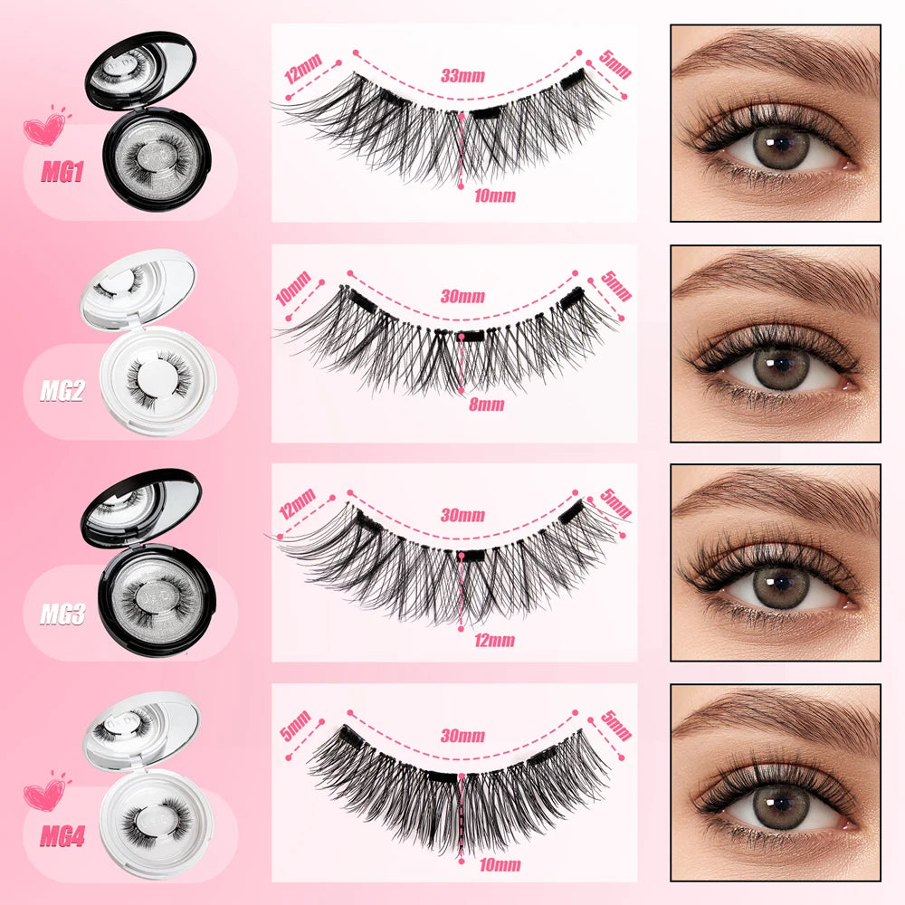 Vipuda Magnetic Eyelashes – Reusable Thick False Lashes with Magnets & Tweezer, Soft Eyelash Extensions