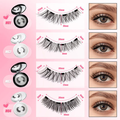Vipuda Magnetic Eyelashes – Reusable Thick False Lashes with Magnets & Tweezer, Soft Eyelash Extensions