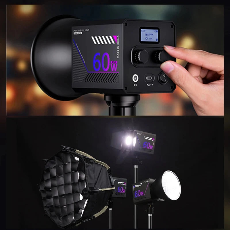 RGB LED Photography Video Light - Portable Rechargeable Fill Lamp for Vlogging, Live Streaming, Studio & Stage Shooting