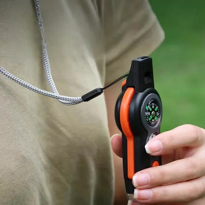 7-in-1 Outdoor Survival Whistle – Emergency Camping & Hiking Rescue Tool