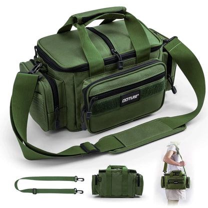 Goture Fishing Tackle Bag - High Capacity Shoulder Bag, 600D Oxford Cloth, 38x23x19cm, for Outdoor Cycling, Camping and Picnic
