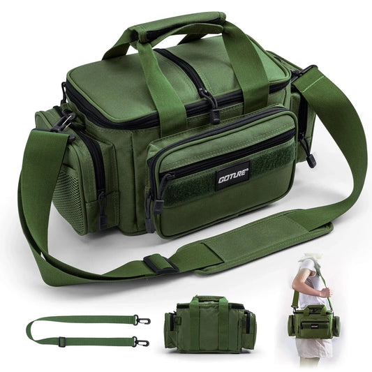 Goture Fishing Tackle Bag - High Capacity Shoulder Bag, 600D Oxford Cloth, 38x23x19cm, for Outdoor Cycling, Camping and Picnic