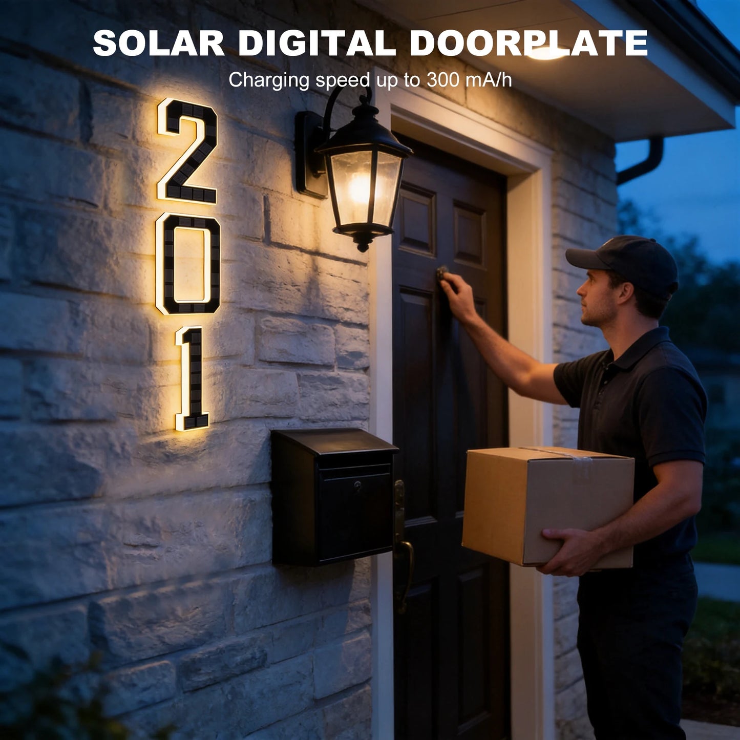 LED Solar House Numbers - IP65 Waterproof Personalized Illuminated Outdoor Address Sign for Home, Hotel & Bar 23/17/12CM