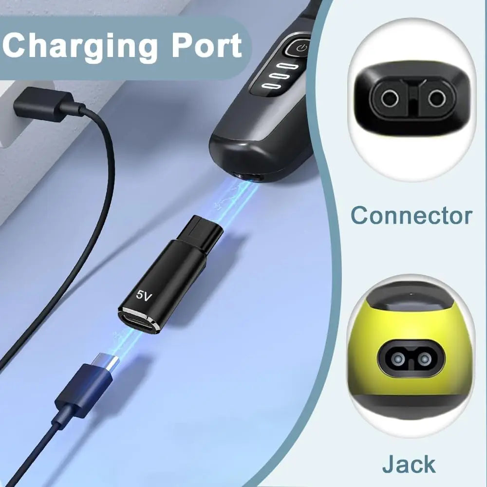 YUKU 5V Type-C Shaver Adapter – Charging Converter for Philips OneBlade QP2724, QP2834, QP4530, QP1924 with Charging Indicator