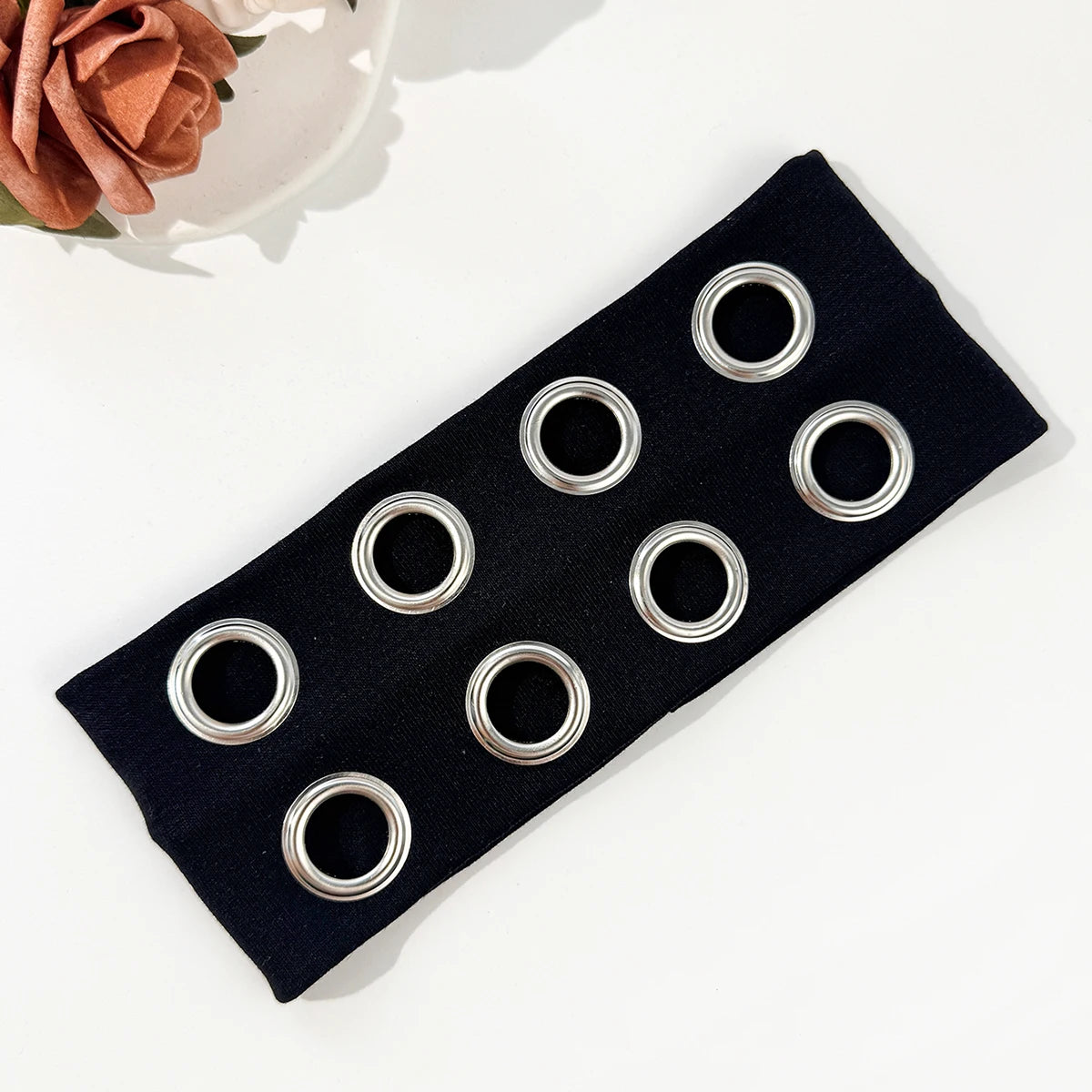 Punk Metal Hollow Eye Headband - Hip-Hop Rock Style Stretch Hair Accessory for Men & Women Music Festivals