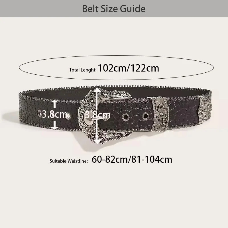 Unisex Jeans Belt — Goth Y2K Designer Punk Accessory, High-Quality Luxury Black Waistband 3.8cm for Men & Women