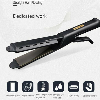 Hair Straightener with Four-gear Temperature, Ceramic Tourmaline Ionic Flat Iron for Women, Wide Panel Design