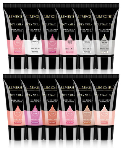 LIMEGIRL 30ml Nail Extension Gel – Glitter Soak-Off Acrylic UV Poly Gel for Quick Nail Build & Manicure