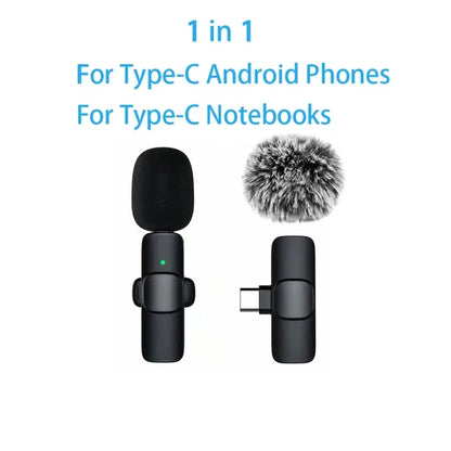 Wireless Lavalier Microphone - Mini Noise-Canceling Clip-On Mic for iPhone, iPad & Android Vlogging