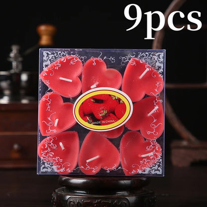 9pcs Heart-Shaped Scented Tea Candles – Valentine's Day Romantic Love Candles for Proposals, Weddings, & Anniversaries