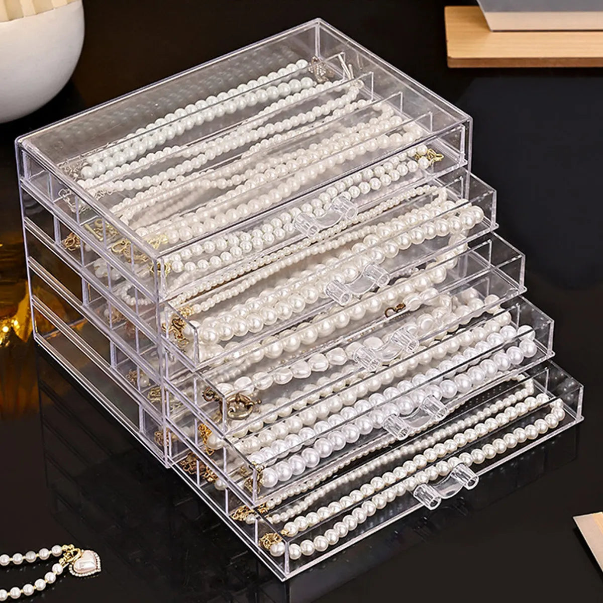 Transparent Necklace Storage Box – Jewelry Tray & Display Cabinet for Women’s Drawers