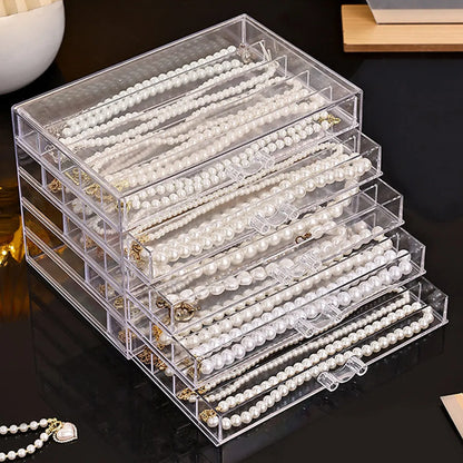 Transparent Necklace Storage Box – Jewelry Tray & Display Cabinet for Women’s Drawers
