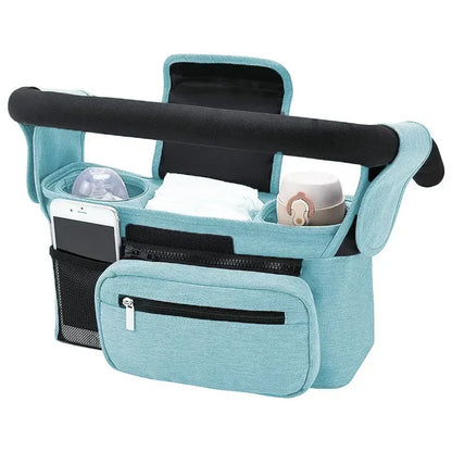 Baby Stroller Storage Bag — Large Capacity Travel Hanging Mummy Bag with Phone & Bottle Holder, Diaper Bag for Pram Accessories