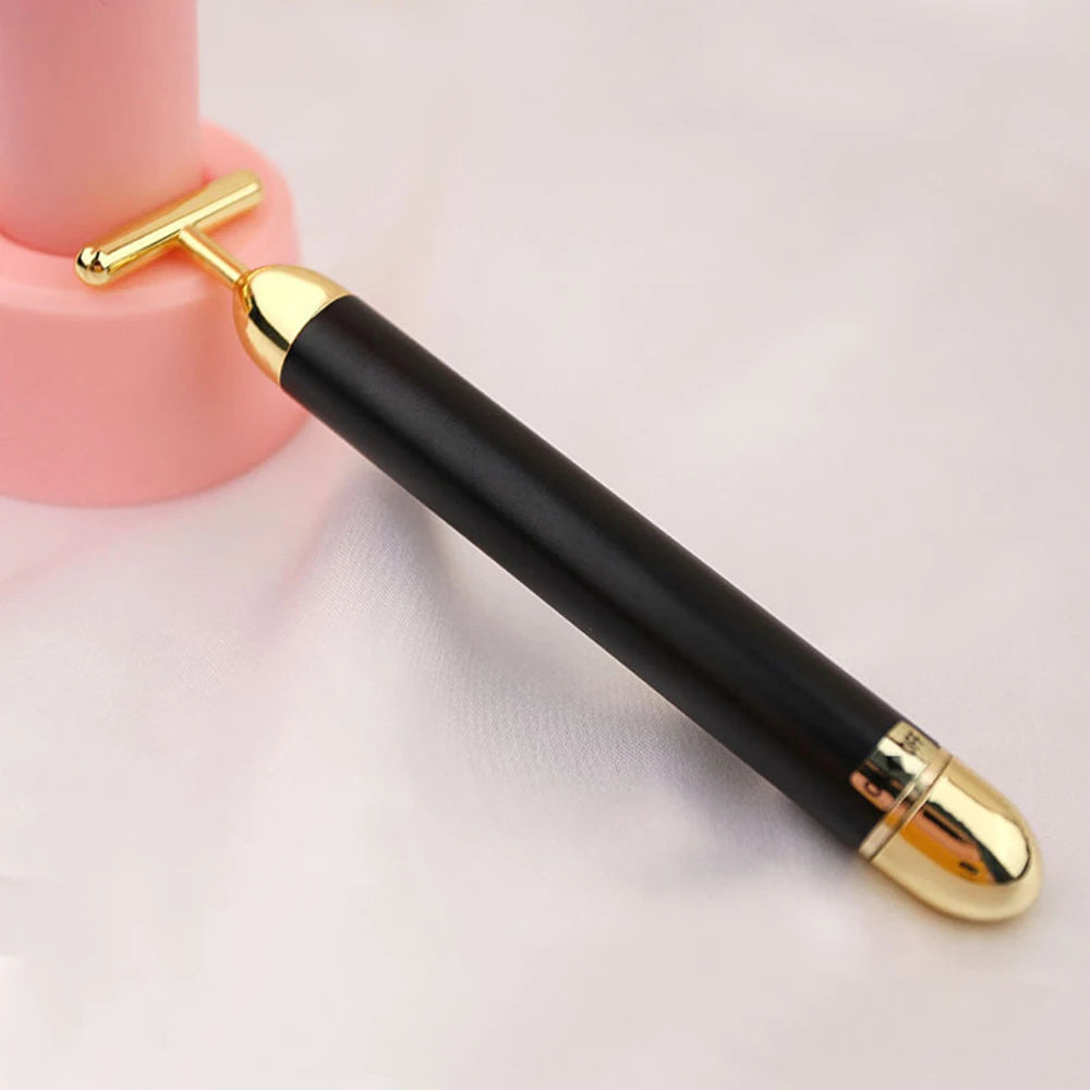 24K Gold Facial Slimming Beauty Bar – Pulse Vibrating Roller for Skin Lifting, Firming & Wrinkle Tightening