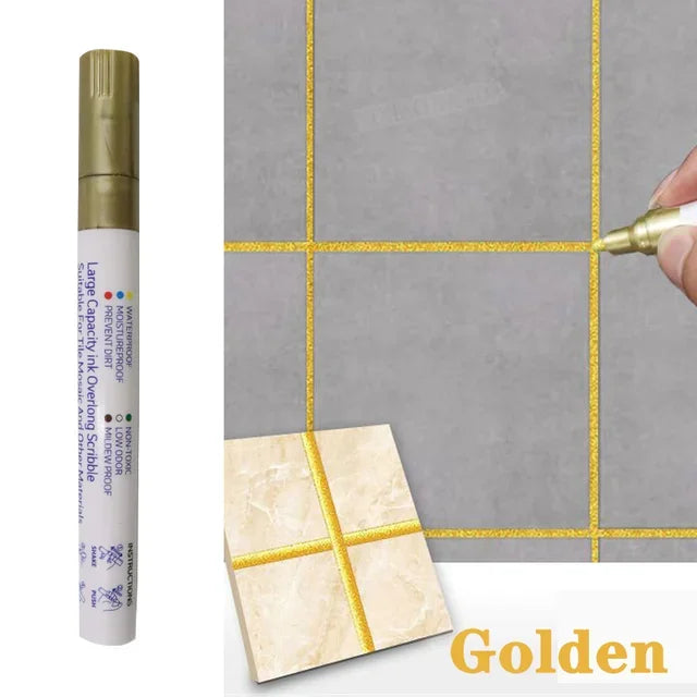 Waterproof Tile Grout Repair Pen – Wall and Floor Seam Marker for Bathroom and Kitchen, Available in Black, White, Gold, Silver, and Beige
