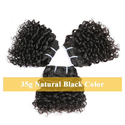 Code Calla Bouncy Curly Hair Bundles – Double Draw 6-inch Short Cut Remy Human Hair Extensions in Natural Black & Brown