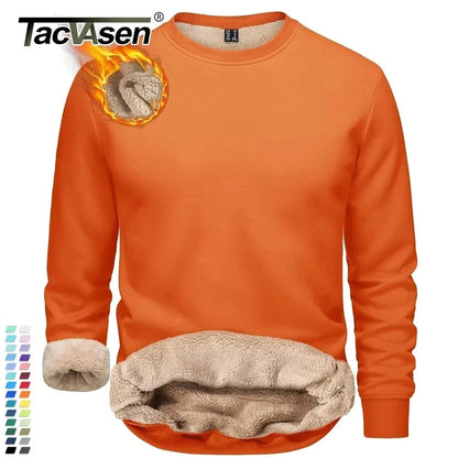 TACVASEN Men’s Winter Fleece Sweatshirt – Thicken Sherpa-Lined Crewneck Pullover, Warm Heavy Winter Top, No Hood