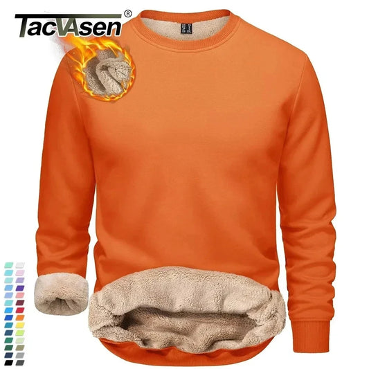 TACVASEN Men’s Winter Fleece Sweatshirt – Thicken Sherpa-Lined Crewneck Pullover, Warm Heavy Winter Top, No Hood