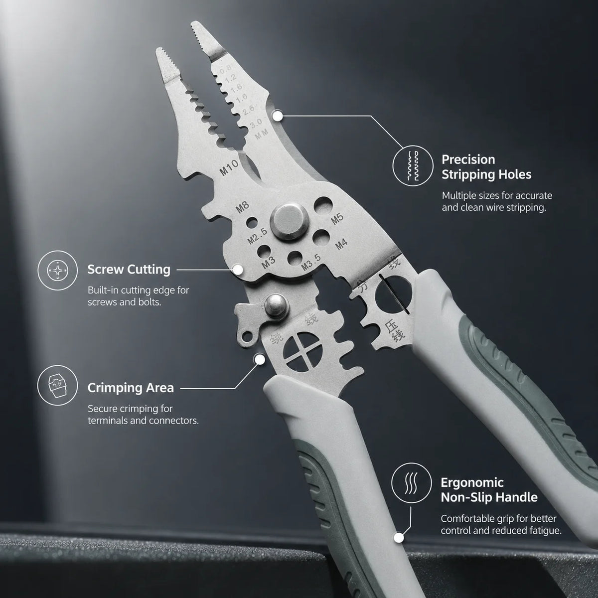 8.5-Inch Electrician Pliers – Heavy-Duty Wire Stripping, Cutting & Crimping Tool with Non-Slip Grip