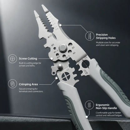 8.5-Inch Electrician Pliers – Heavy-Duty Wire Stripping, Cutting & Crimping Tool with Non-Slip Grip