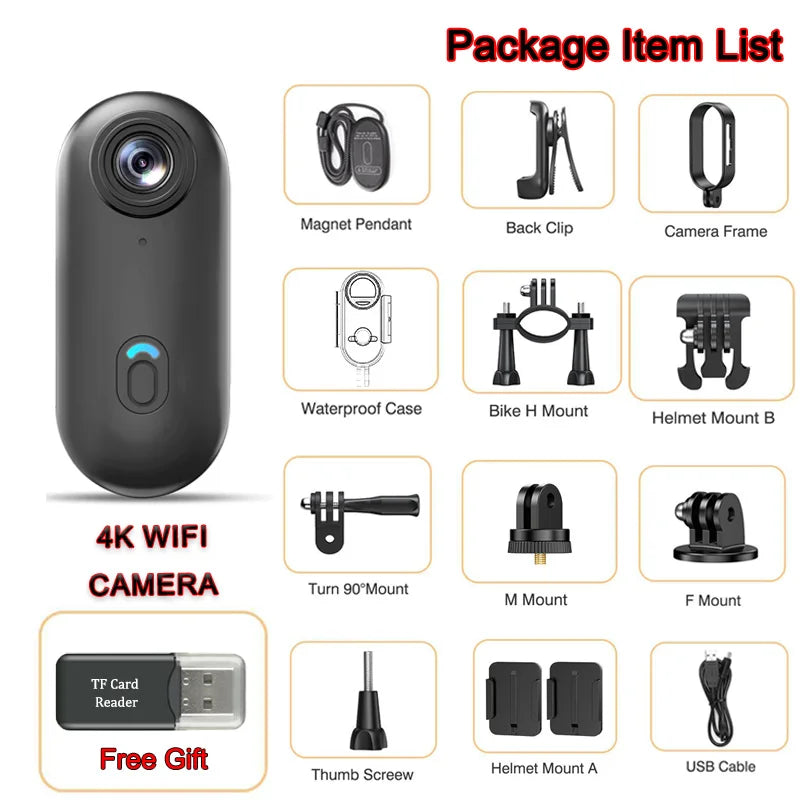 4K Sports Camera Magnetic Neck Strap - Bike, Car & Motorcycle Mount for Riding and Travel