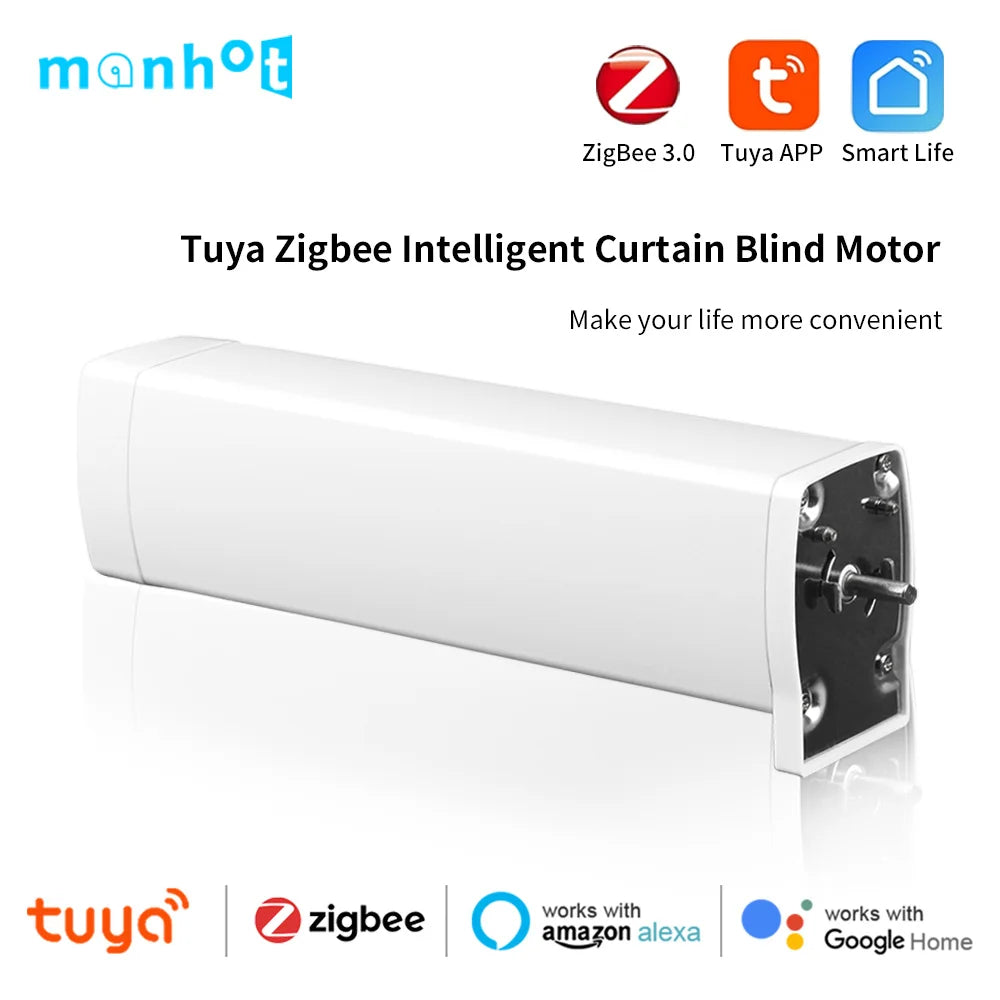 Smart Tuya WiFi/ZigBee Electric Curtain Shutter Motor – 22.5CM, RF Remote, App Control, Alexa, Google Assistant & SmartThings Compatible