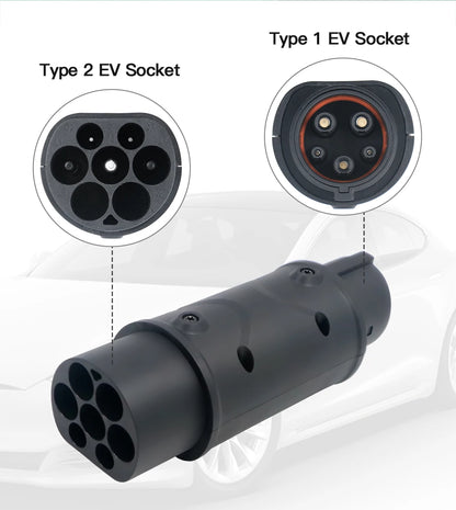 Kolanky Type2 to Type1 EV Charger Adapter – IEC 62196, 16A/32A J1772 Converter for Electric Vehicle Charging Connector