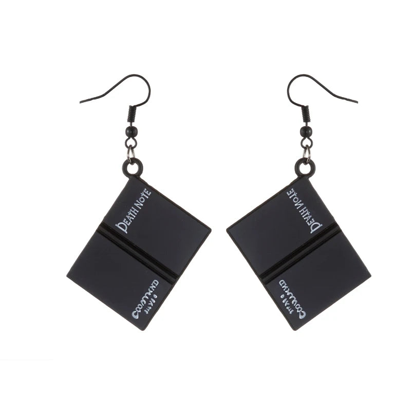 Death Note Anime Book Drop Earrings - Black L Cosplay Jewelry Birthday Gift