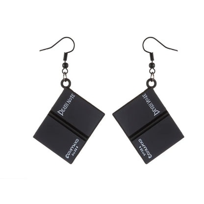 Death Note Anime Book Drop Earrings - Black L Cosplay Jewelry Birthday Gift