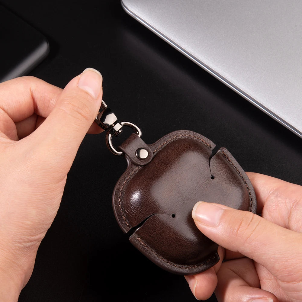 Leather Business Case for AirPods 4 – Luxury PU Headphone Cover with Hook