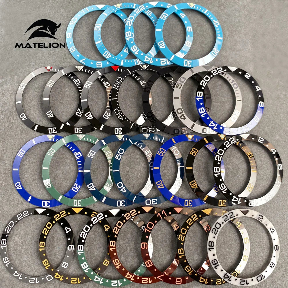 MATELION 38mm Ceramic Bezel Insert — Alloy Watch Ring for 40mm NH35/NH34 GMT Diving Watches