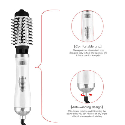 Negative Ionic 3-in-1 Hair Dryer Brush – Hot Air Straightening Comb & Curling Iron Multifunctional Styling Tool