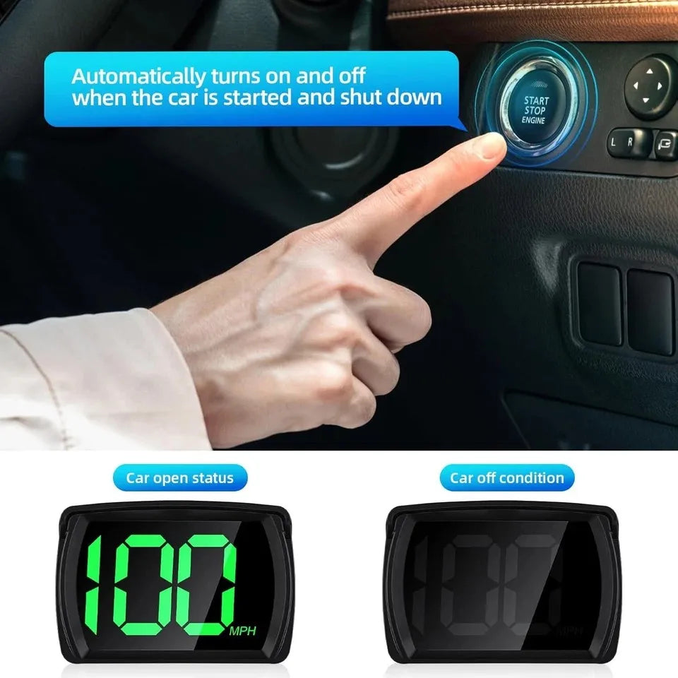Universal Car GPS Digital HUD Speedometer - HD LCD KMH/MPH Display with Speed Reminder, Dual Chips & Plug-and-Play