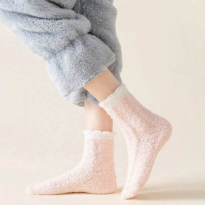 4 Pairs Women's Winter Fuzzy Socks – Thick Thermal Soft & Fluffy Slipper Socks for Home & Sleeping