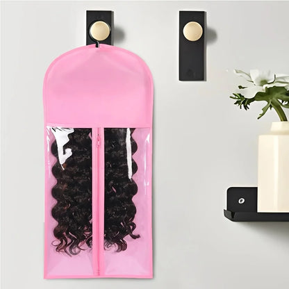 Premium Wig Storage Bags - Transparent Hanging Organizer with Metal Hangers for Wigs & Hair Extensions