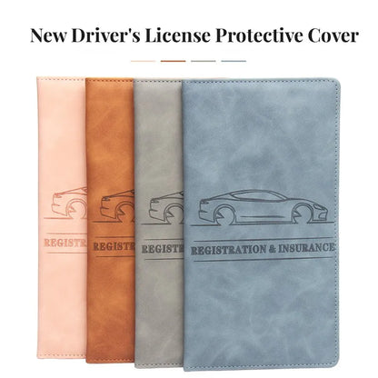 Leather Car Registration & Insurance Holder – Men's Driving License Cover, Auto Documents & Credit Card Storage Bag